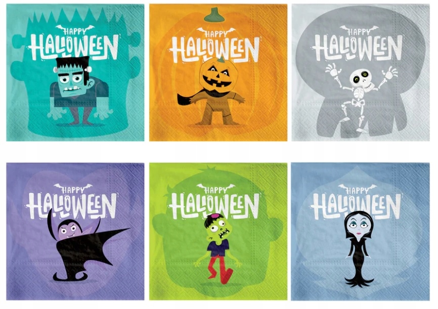 Ubrousky Halloween Monstra Dýně Duch Upír 12 Ks