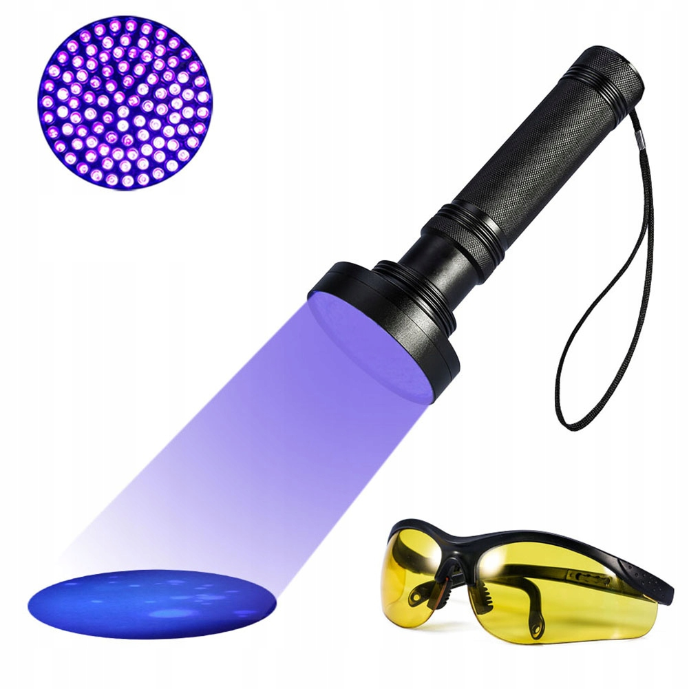 Latarka Uv 100LED Do Szukania Bursztynu Bursztynów, Mocz, Klima Detektor