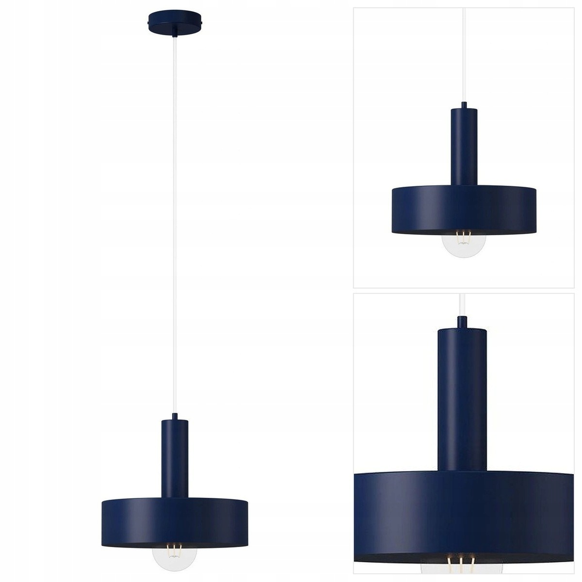 Závěsná lampa modrá Vitrum s vyřezávaným tvarem v jídelně Sigma Lighting