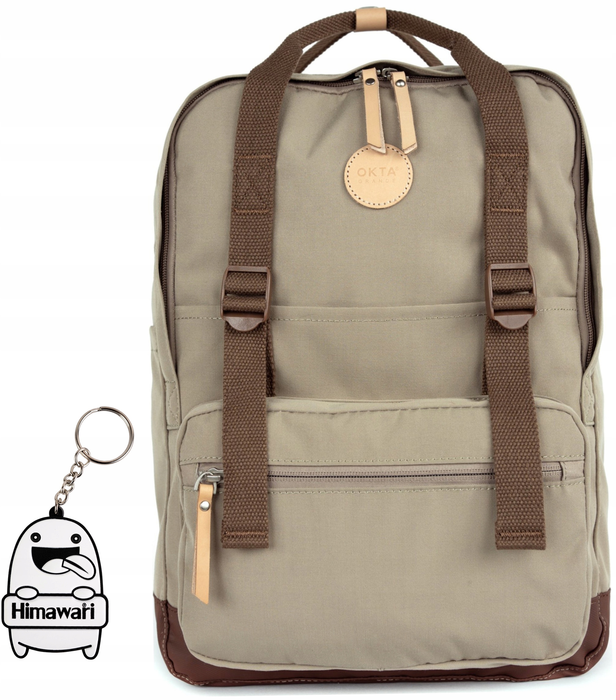 Plecak podróżny Himawari Study M bagaż podręczny pojemny Ciemny beżowy