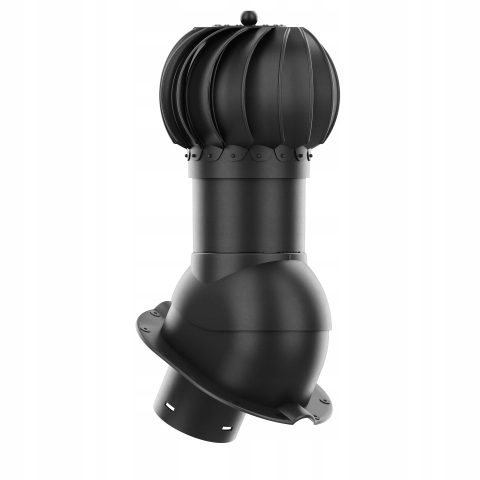 Rotačný krb Rotoline pre plechové krytiny M fi 150 mm, guľovitý, čierny