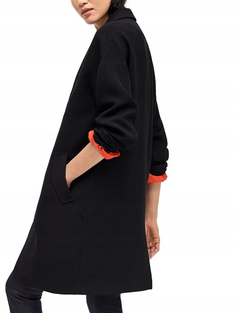 Plus Size Ellos Černý Elegantní Kabát Na Léto Oversize ES01 52