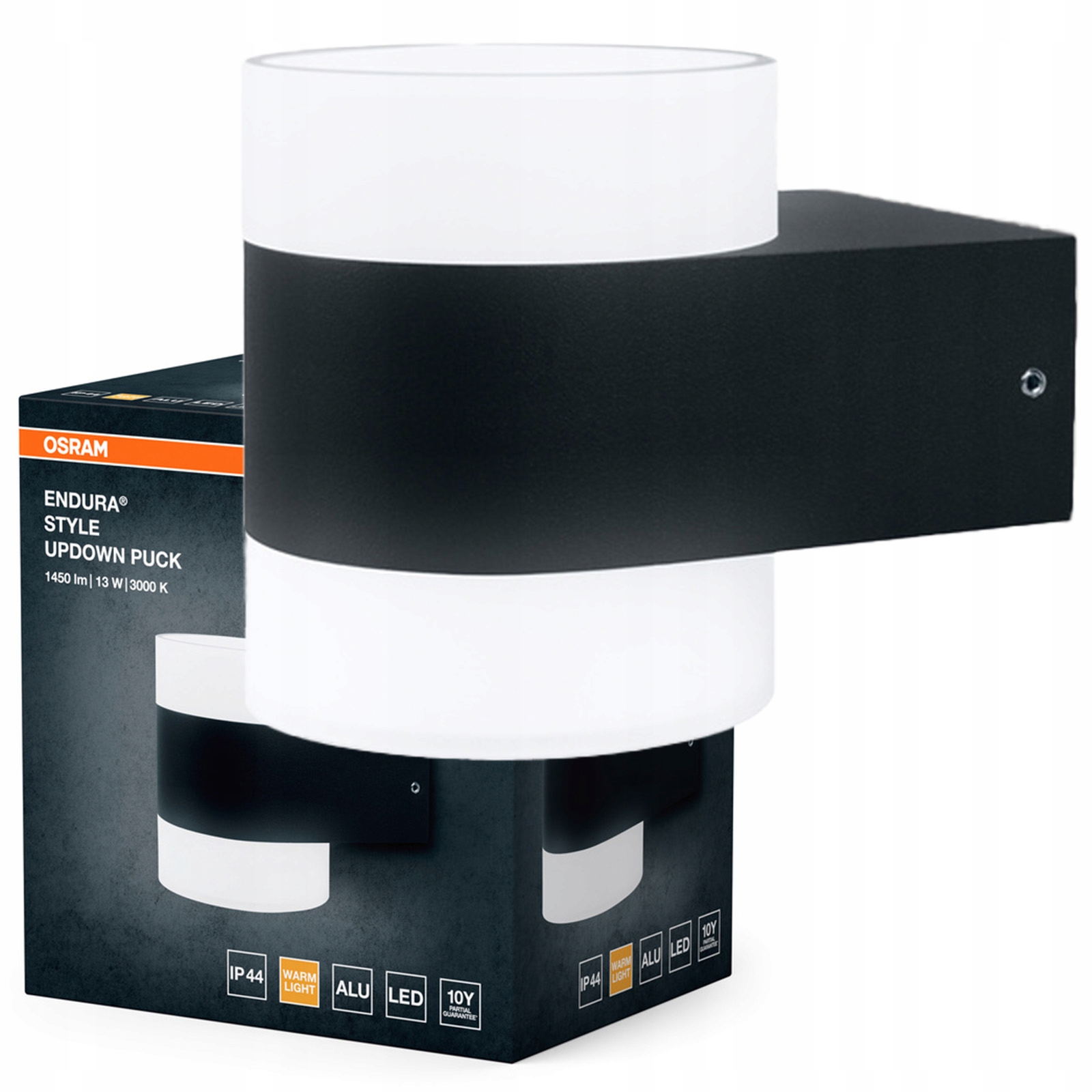 Záhradné nástenné svietidlo Vonkajšia Led lampa 12.5W 980lm 3000K šedá IP44 Endura