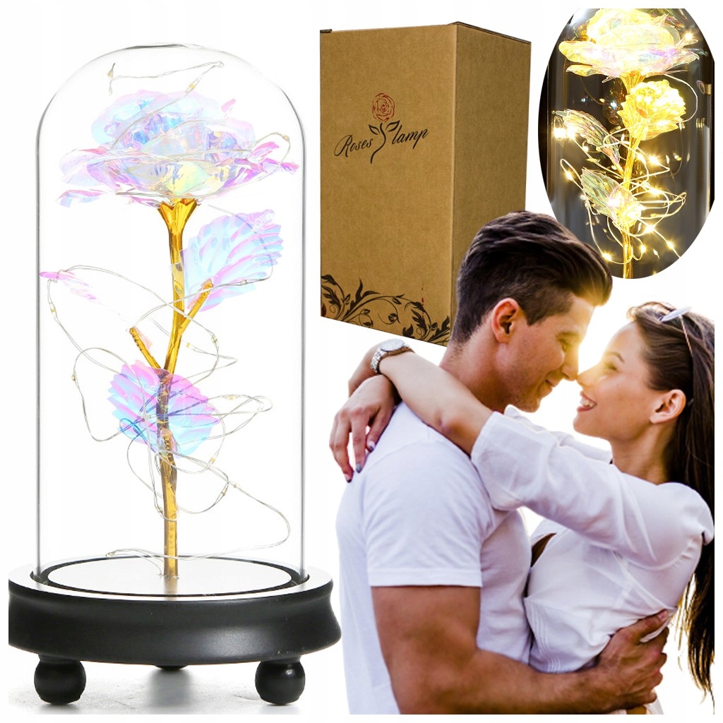 

Piękna Kolorowa Róża W Szkle Opalizująca