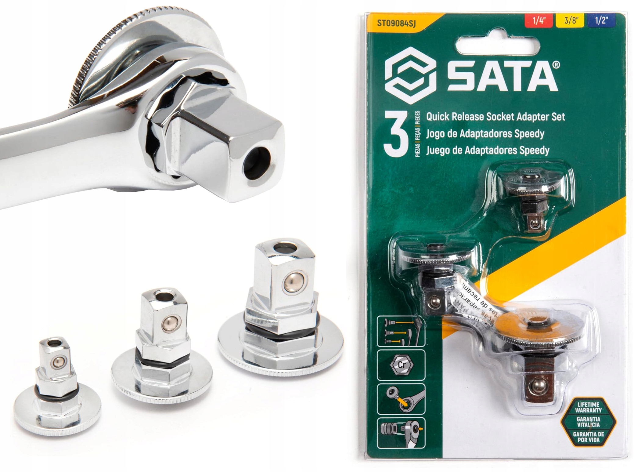 Sata Komplet Adaptérů Přechodek 1/4", 1/2", 3/8" ST09084SJ
