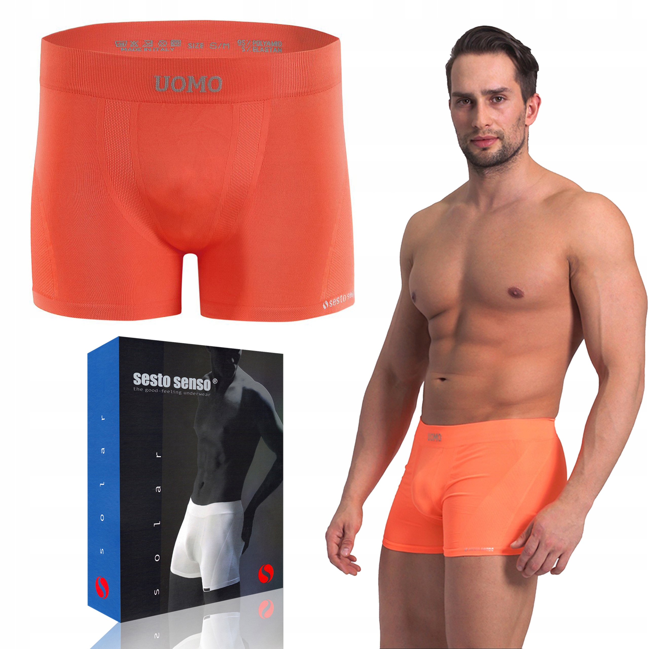 

Bezszwowe Bokserki Sesto Senso Solar, Cegła, L/XL