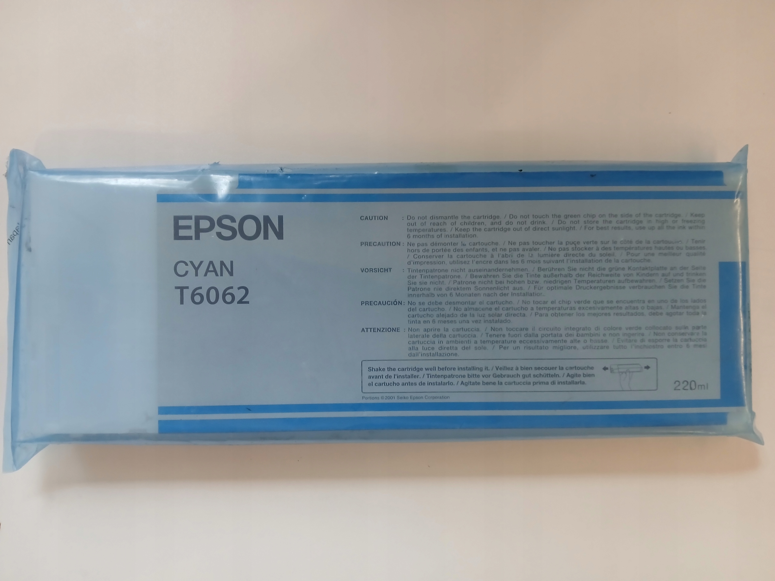 Tusz Epson T6062 Cyan 220ml C13T606200 Originál