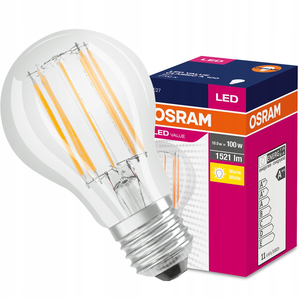 

Żarówka Led Filament E27 11W 100W 2700K Osram