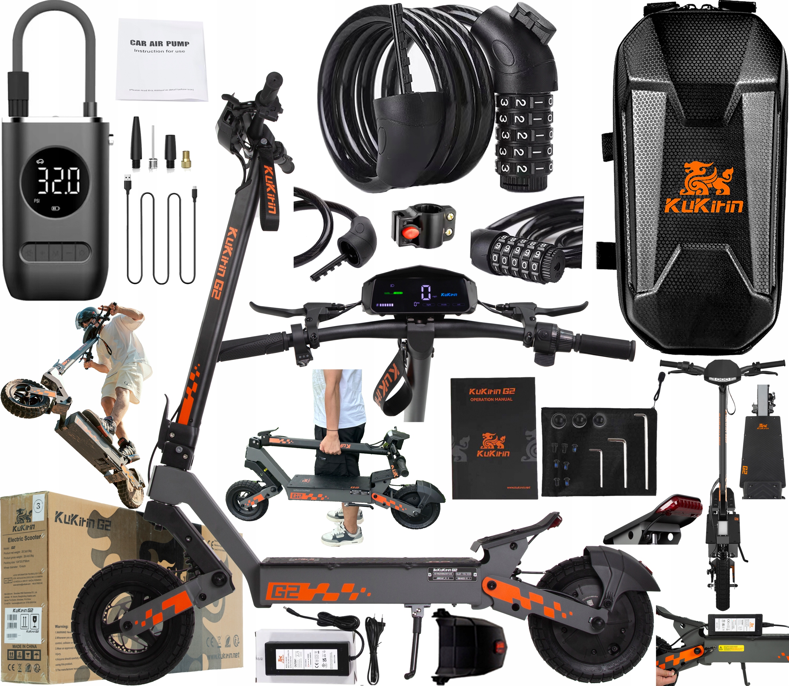 2026 KuKirin G2 Pojazdy elektryczne 48V 15Ah 800W 45KM/H 55KM 10" +Prezent