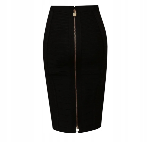 SPÓDNICA MIDI BANDAŻOWA PROSTA OBCISŁA XL