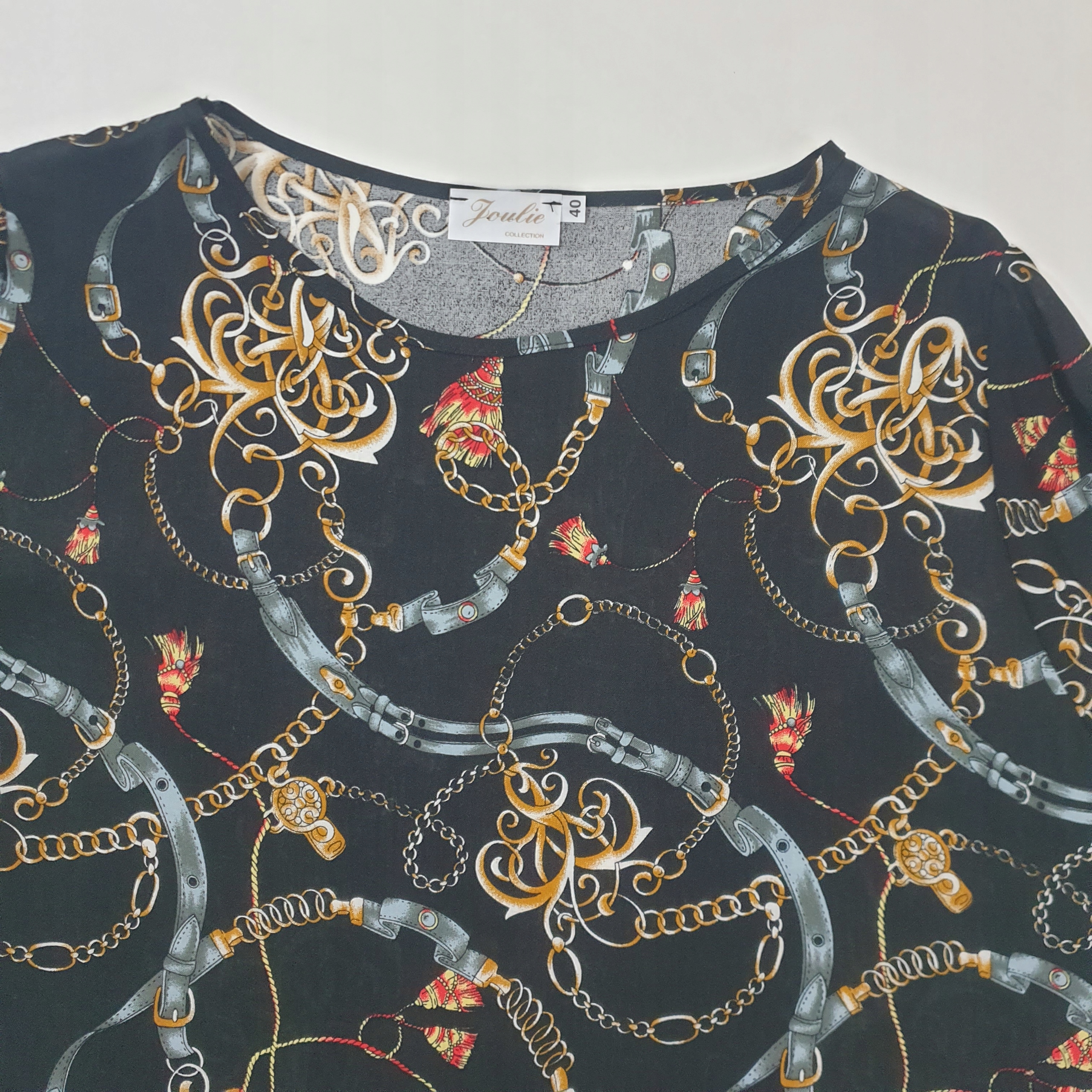 Bluzka damska CZARNA kolorowe wzory 42 Marka inna