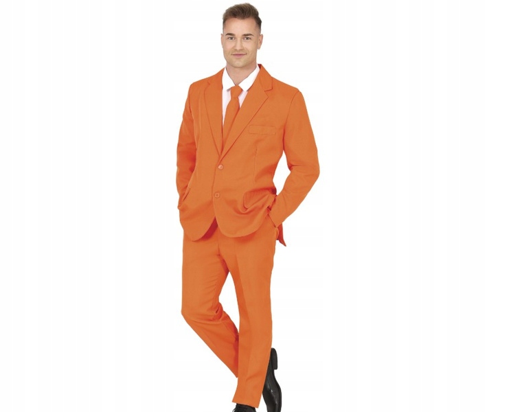 Kostým Pánský Oblek Oranžový Karneval Halloween Převlek S
