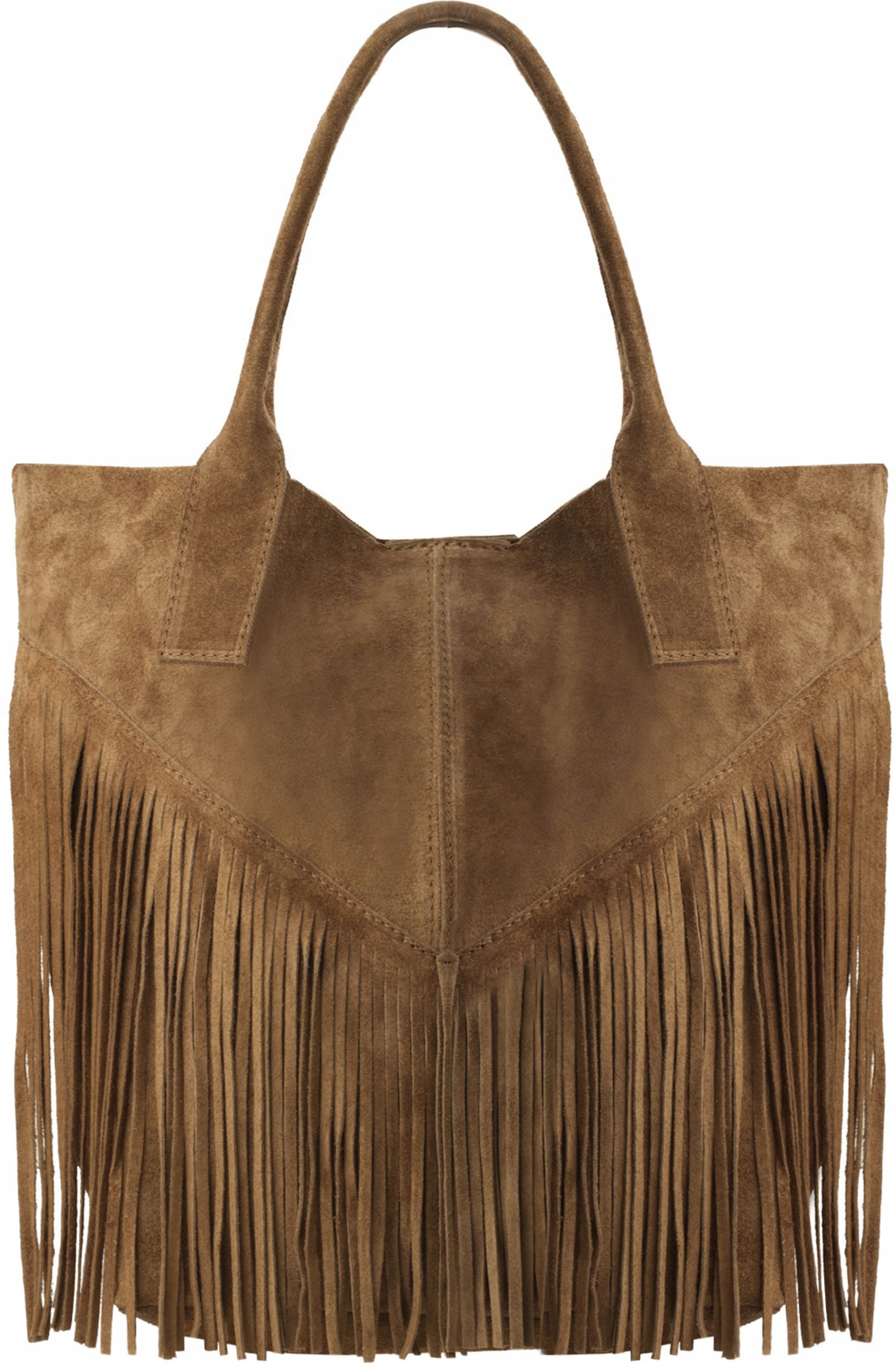 Taška Vak Italská Kabelka Vera Pelle Semišová Kožená Shopper Velká Boho