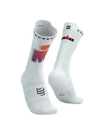 Compressport skarpetki kolarskie V4.0 IronMan białe/sunset 45-48