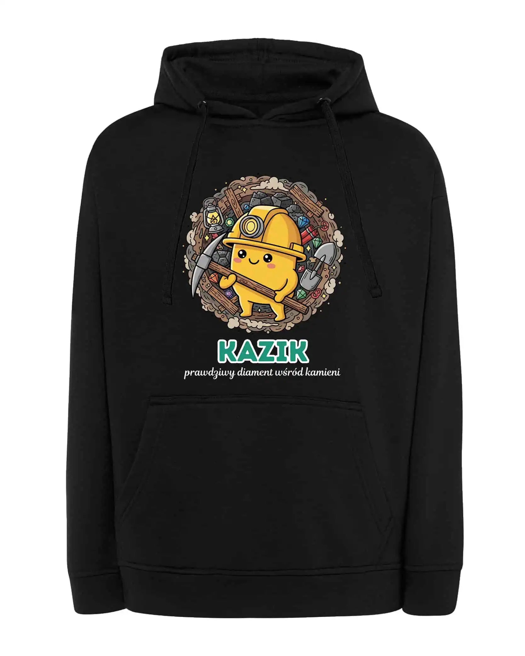 Mikina s kapucí Horník Personalizovaná Ilustrační Černá XL
