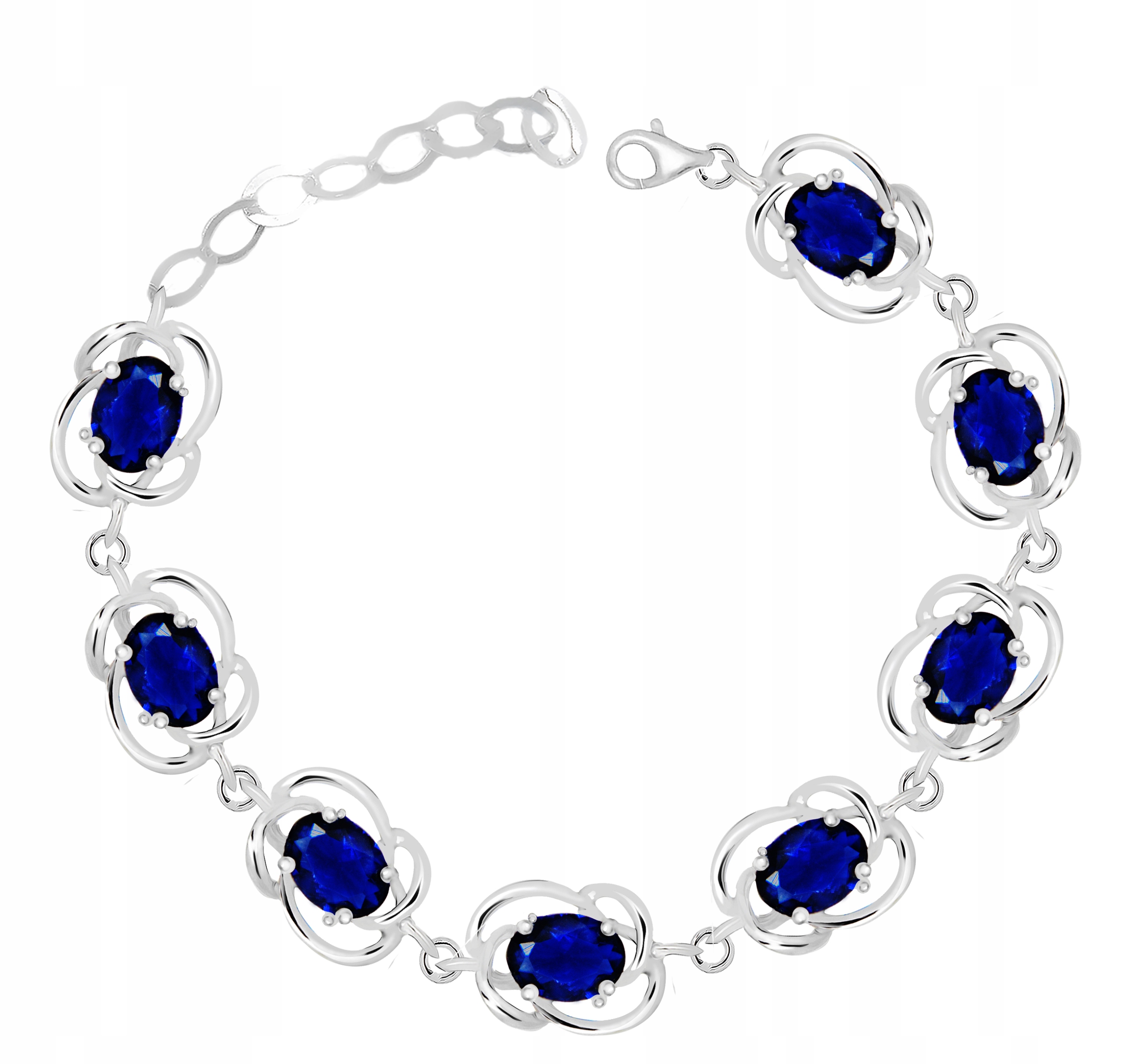 

Srebrna Bransoletka Z Niebieskimi Cyrkoniami 925!