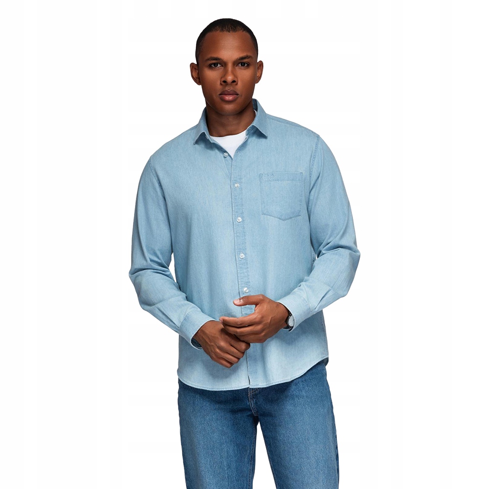 Džínová pánská světle modrá ležérní košile Ombre OM-SHDS-0181 V1 vel XXL