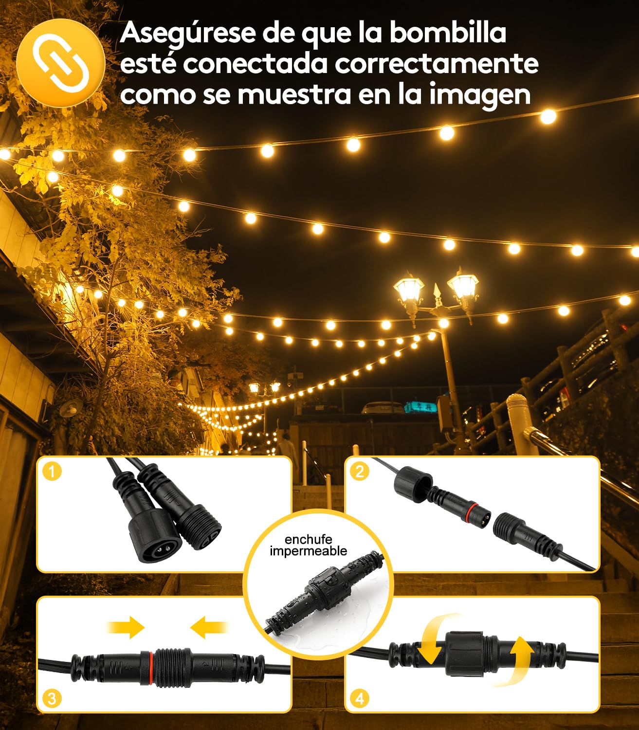 SAEIHGAE Lampa LED Zewnętrzna 30m IP44 Ogród Balkon Taras Party — miniatura 4