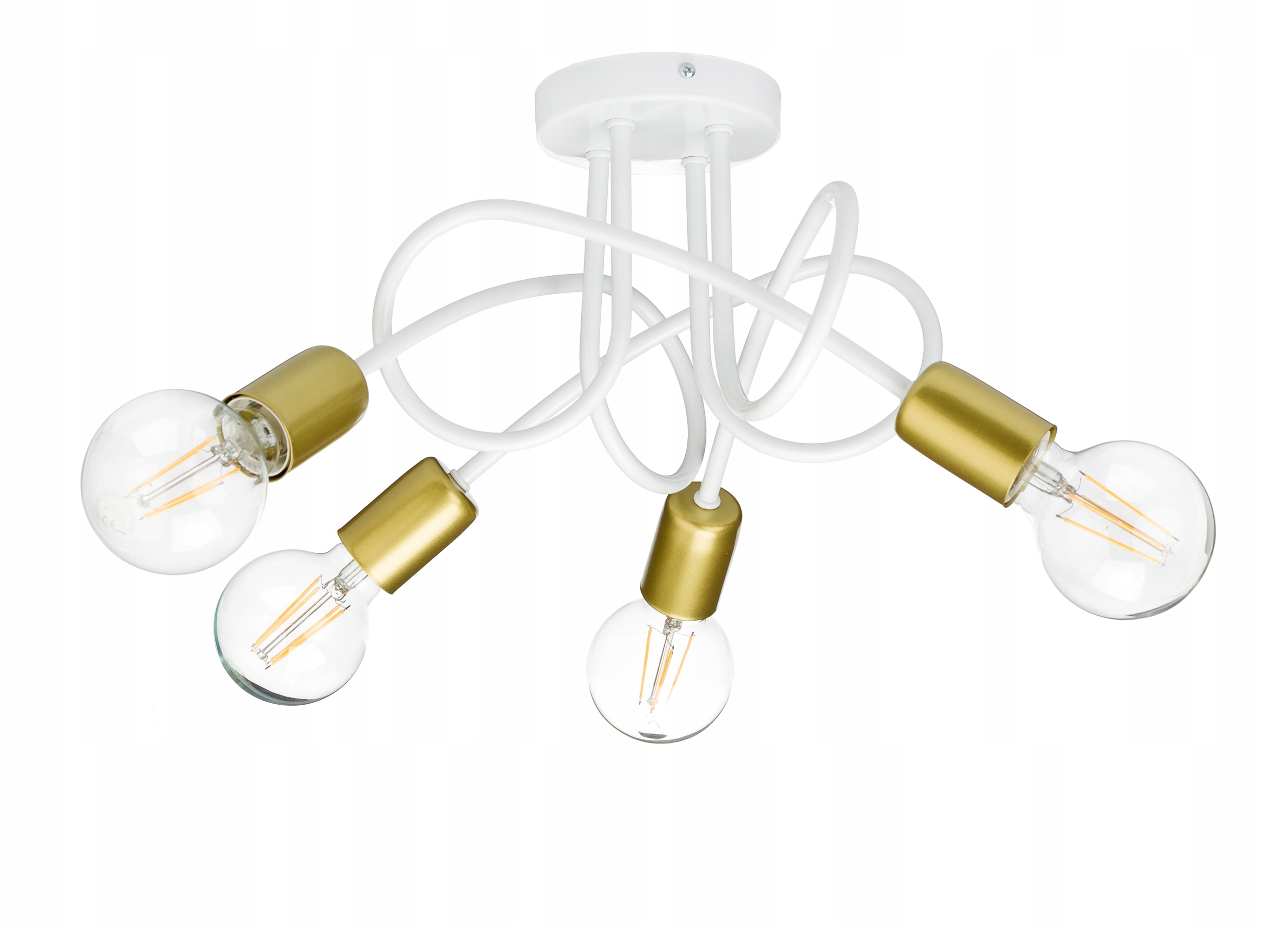 Stropní svítidlo kudrnatý loftový lustr 4x E27 zlatá