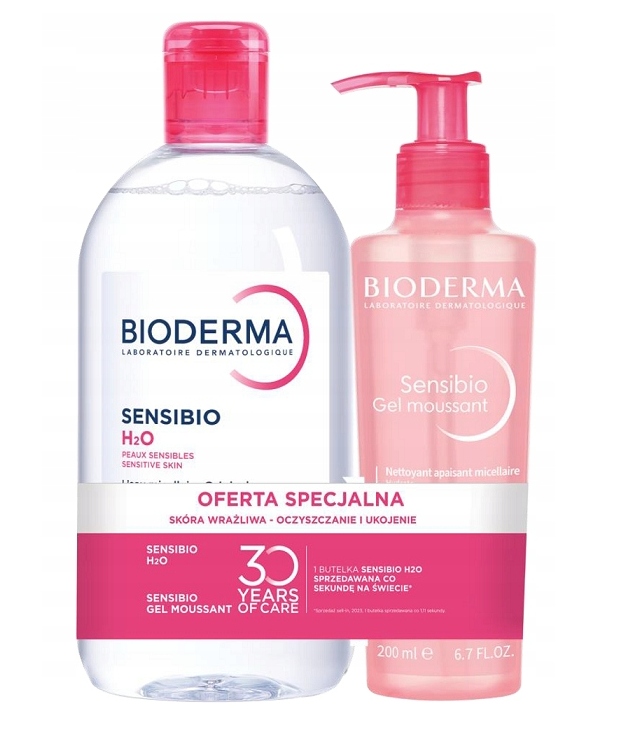 Zestaw Bioderma Sensibio H20 Płyn micelarny 500ml Żel do mycia 200ml