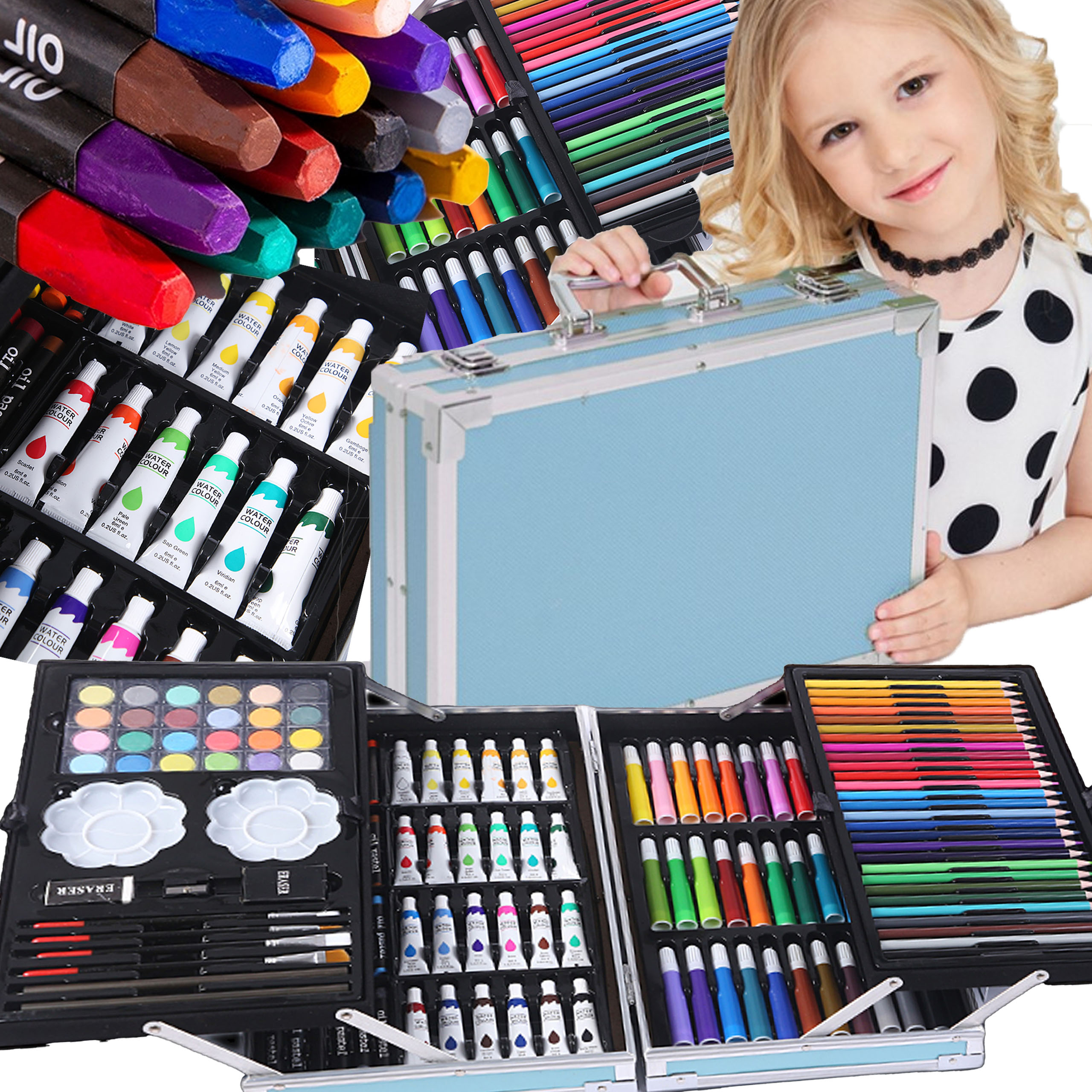 ZESTAW ARTYSTYCZNY DO MALOWANIA KUFEREK NIEBIESKI