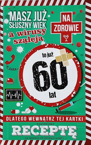 

Kartka na 60 urodziny z receptą zabawna JCX5