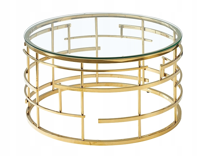 Konferenční stolek Livia transparentní/zlatý fi 80 cm Sig
