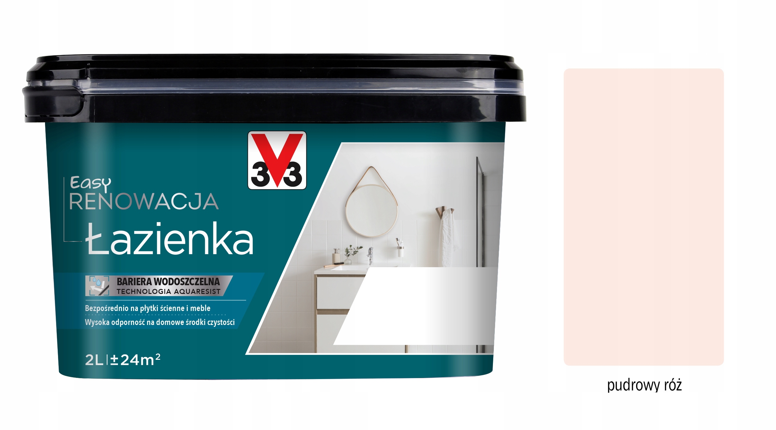 V33 Farba na renováciu Kúpeľňa a dlaždice 2 L Pudrová ružová saténová