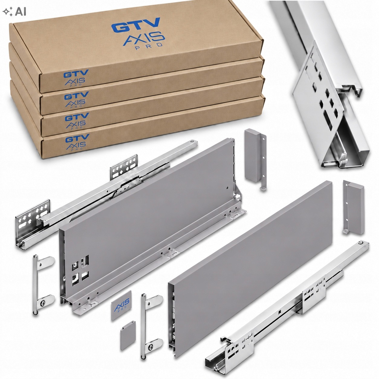 Šuplík Gtv Axis Pro Vysoká L300 Antracit S Tlumením Dovírání Plný Výsuv
