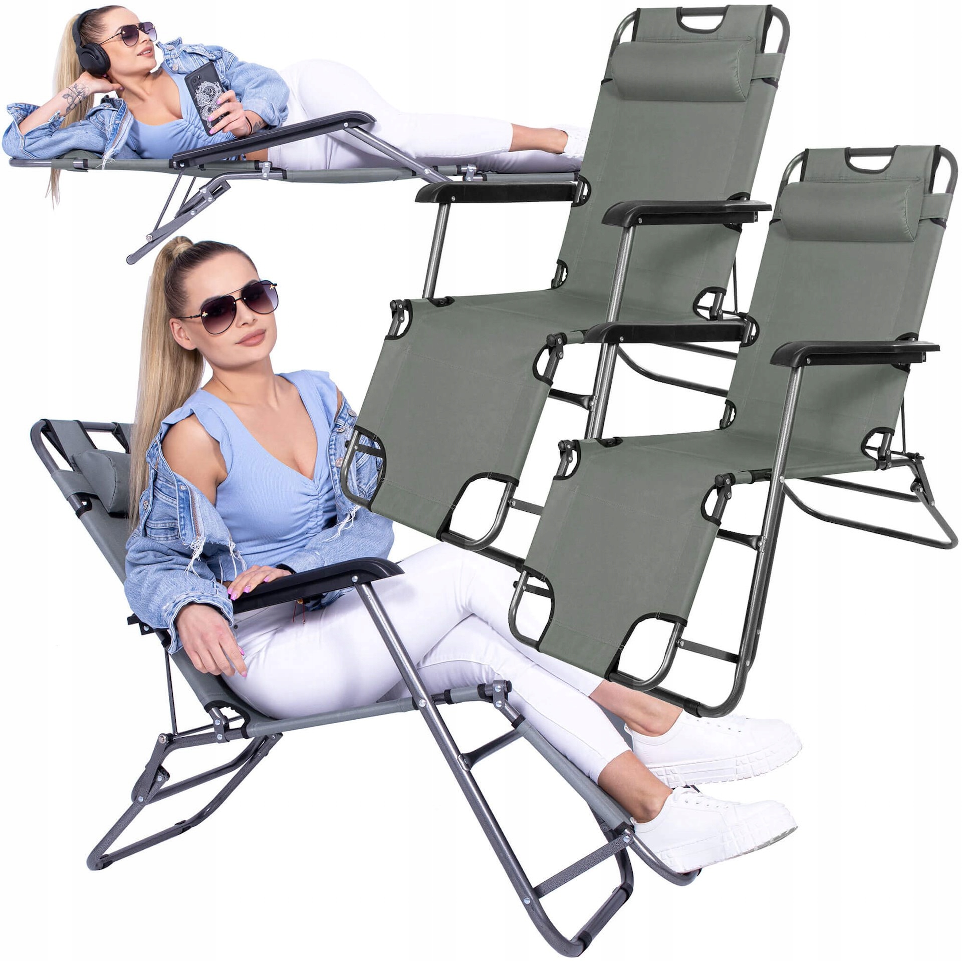 Ležadlo 2ks Záhradné Skladacie Kreslo Zero Gravity Turistické Plážové Lehátka