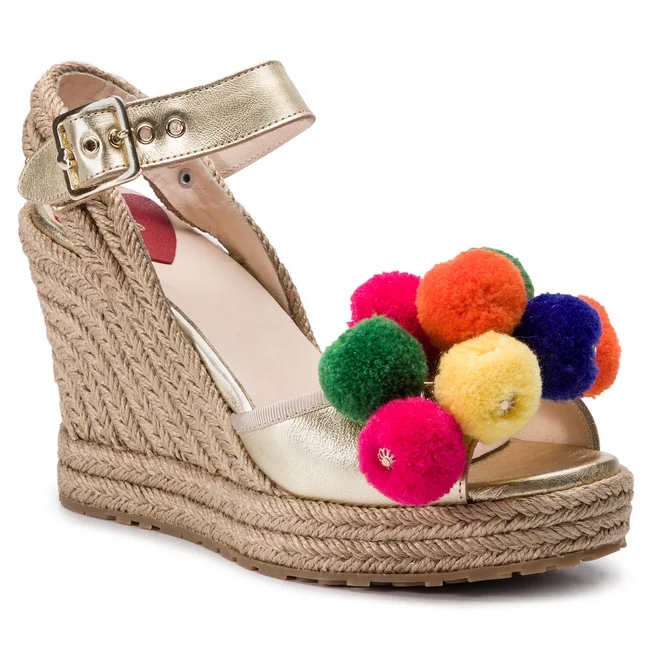 Love Moschino Dámské sandály Kotníkové boty s bambulkami velikost 37 Béžová