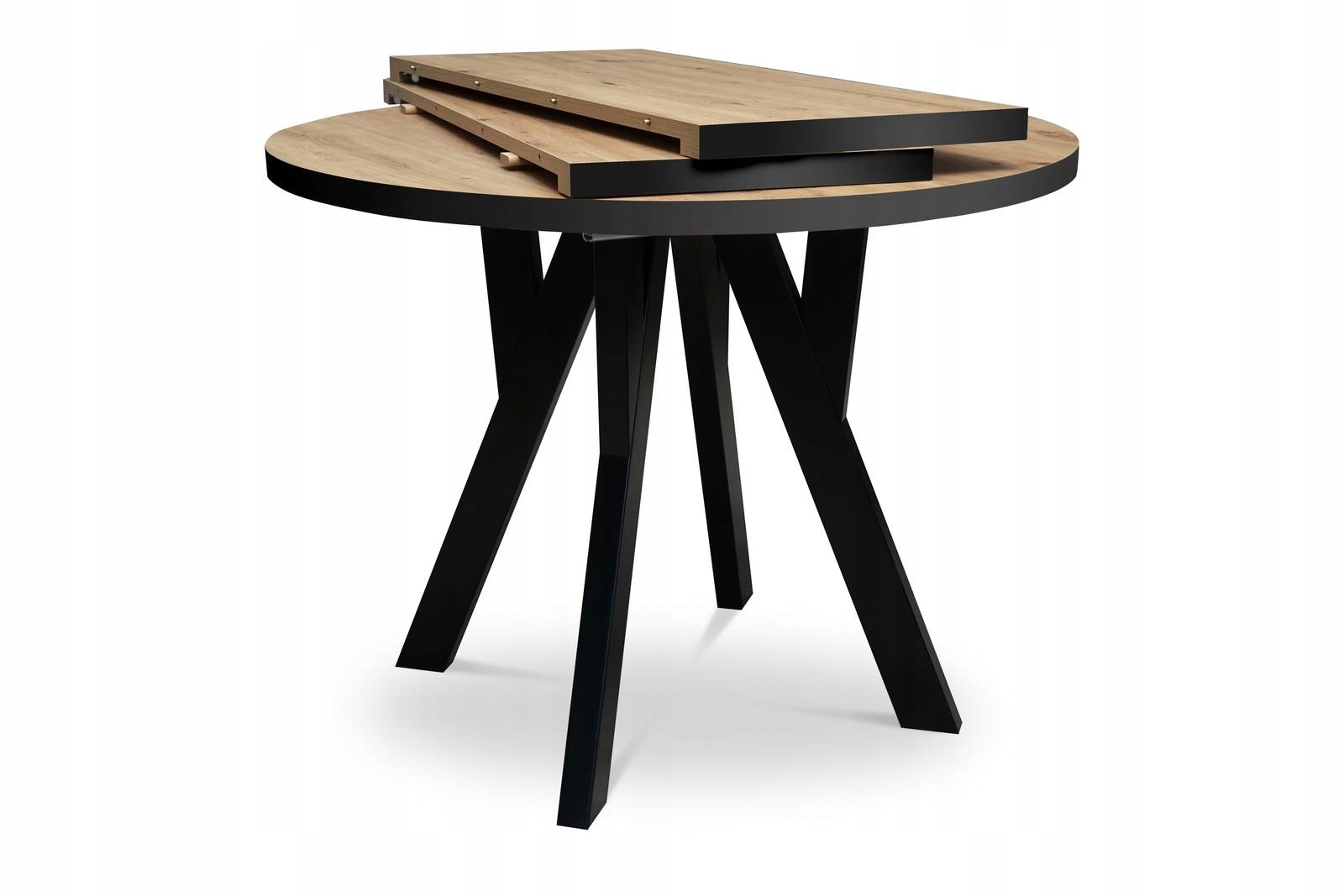 STÓŁ OKRĄGŁY ERNI BLACK 90/170 ROZKŁADANY DĄB ARTISAN SALON KUCHNIA