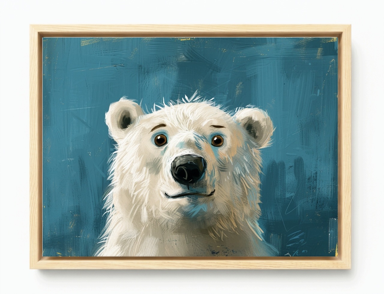 Obraz Rám Americký Box Bílý Polární Medvídek Grafika Portrét Medvídek 80x60