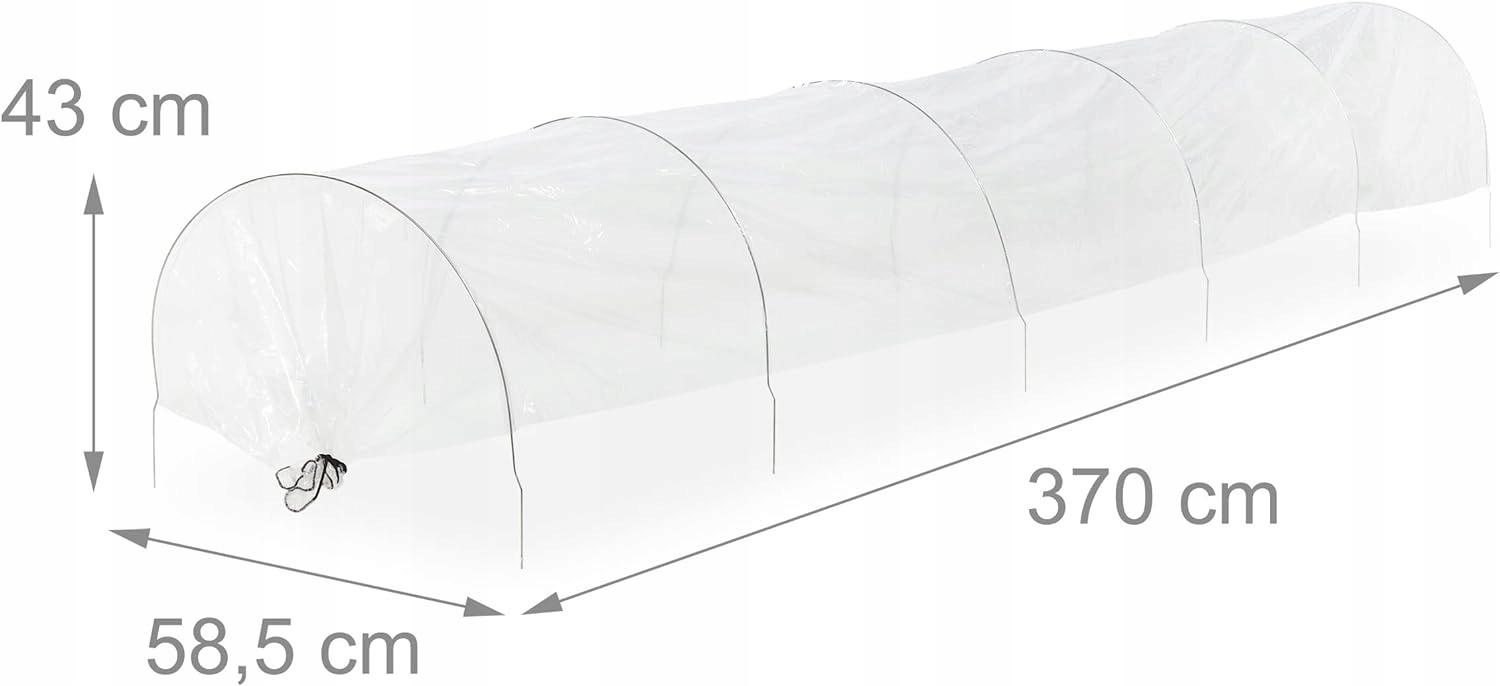 TUNEL ROŚLINNY FOLIAK TUNEL DO ROŚLIN Z ŁUKAMI 370cm x 58,5cm x 43cm Producent inna