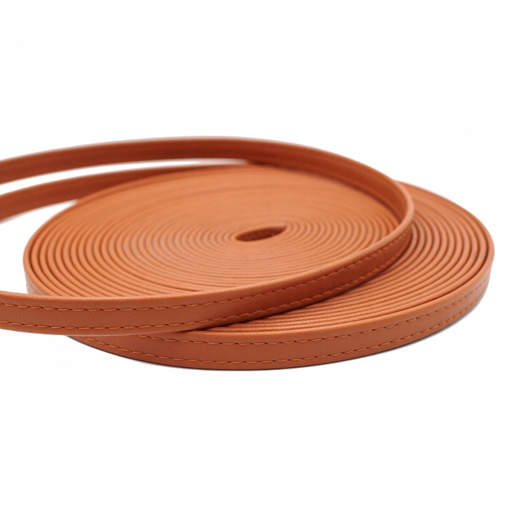 PASEK Z EKOSKÓRY PRZESZYTY JASNY BRĄZ 12 mm