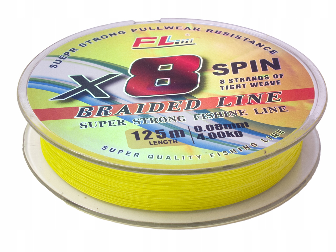 Ośmiosplotowa plecionka FL X8 SPIN 0,08mm 125m kolor żółty Marka FL