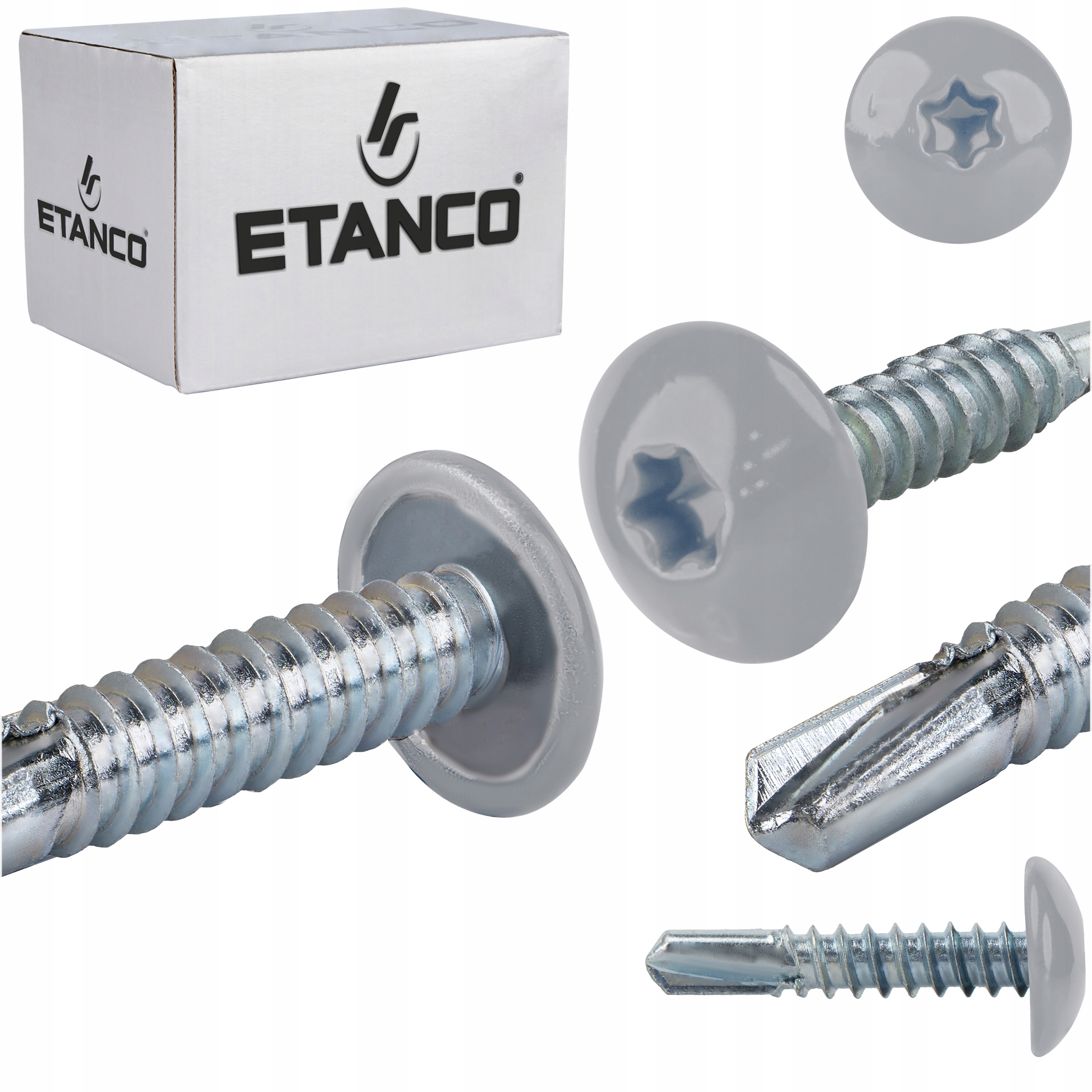 Wkręty do metalu Torx 5mm 5,5x25 mm Ral 9006 500 szt. Etanco GT5 Ph
