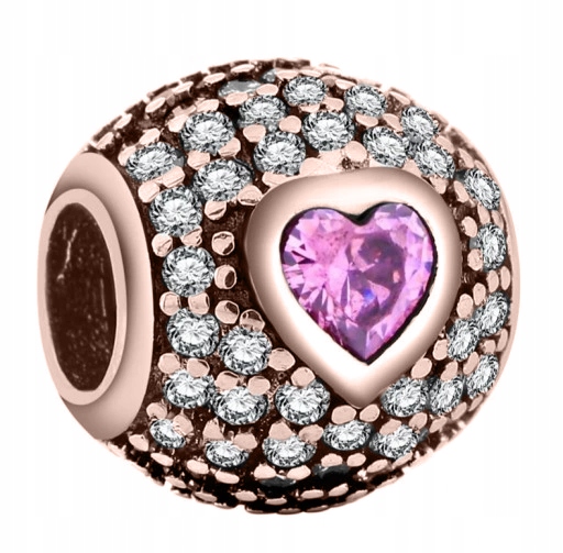 Charms Pozlacený Kulička Zirkony Korálek se Zirkony Kámen Stříbro 925