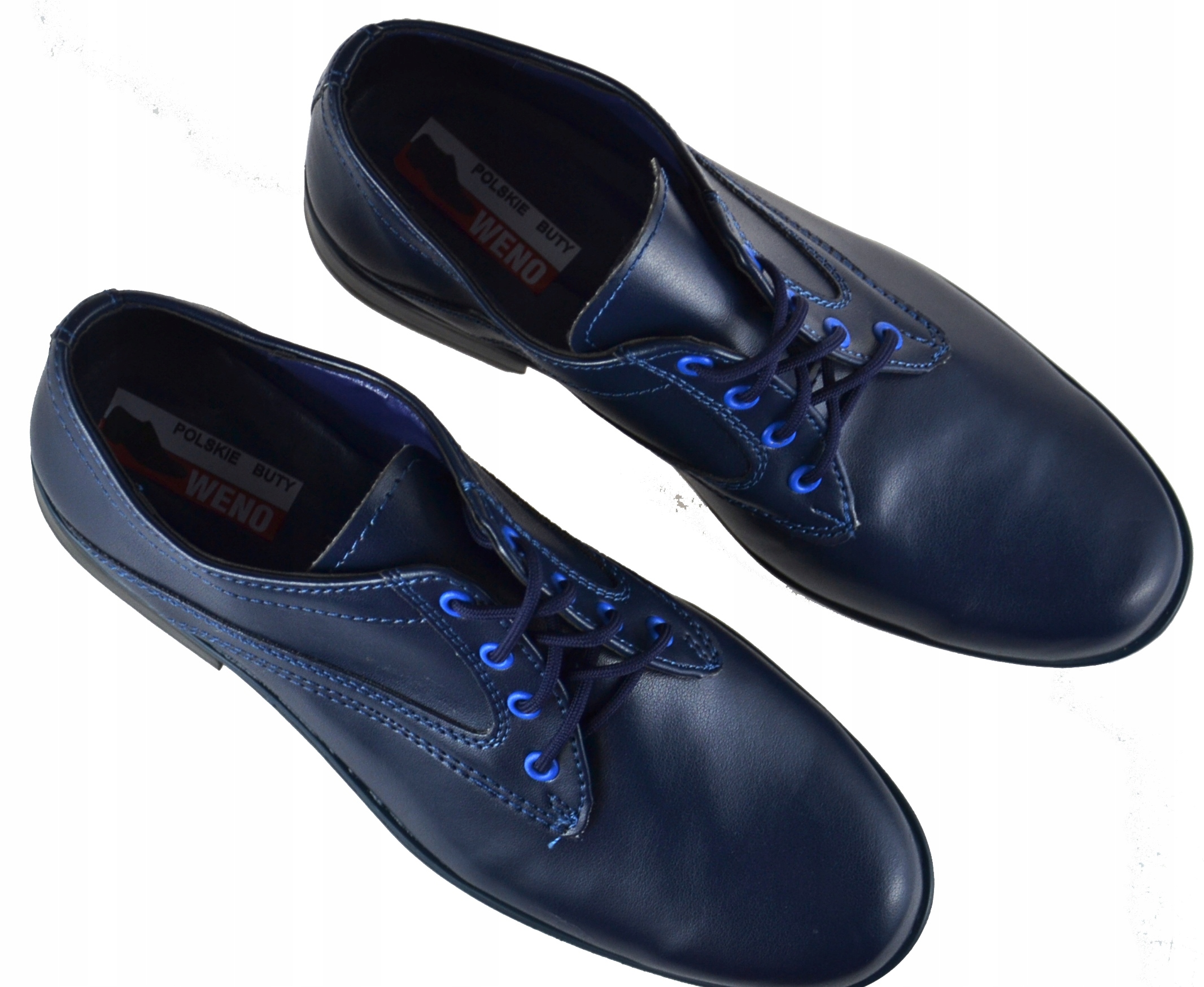 POLSKIE Komunia Pantofle Skóra Chłopiec Granat r36 Bohater brak