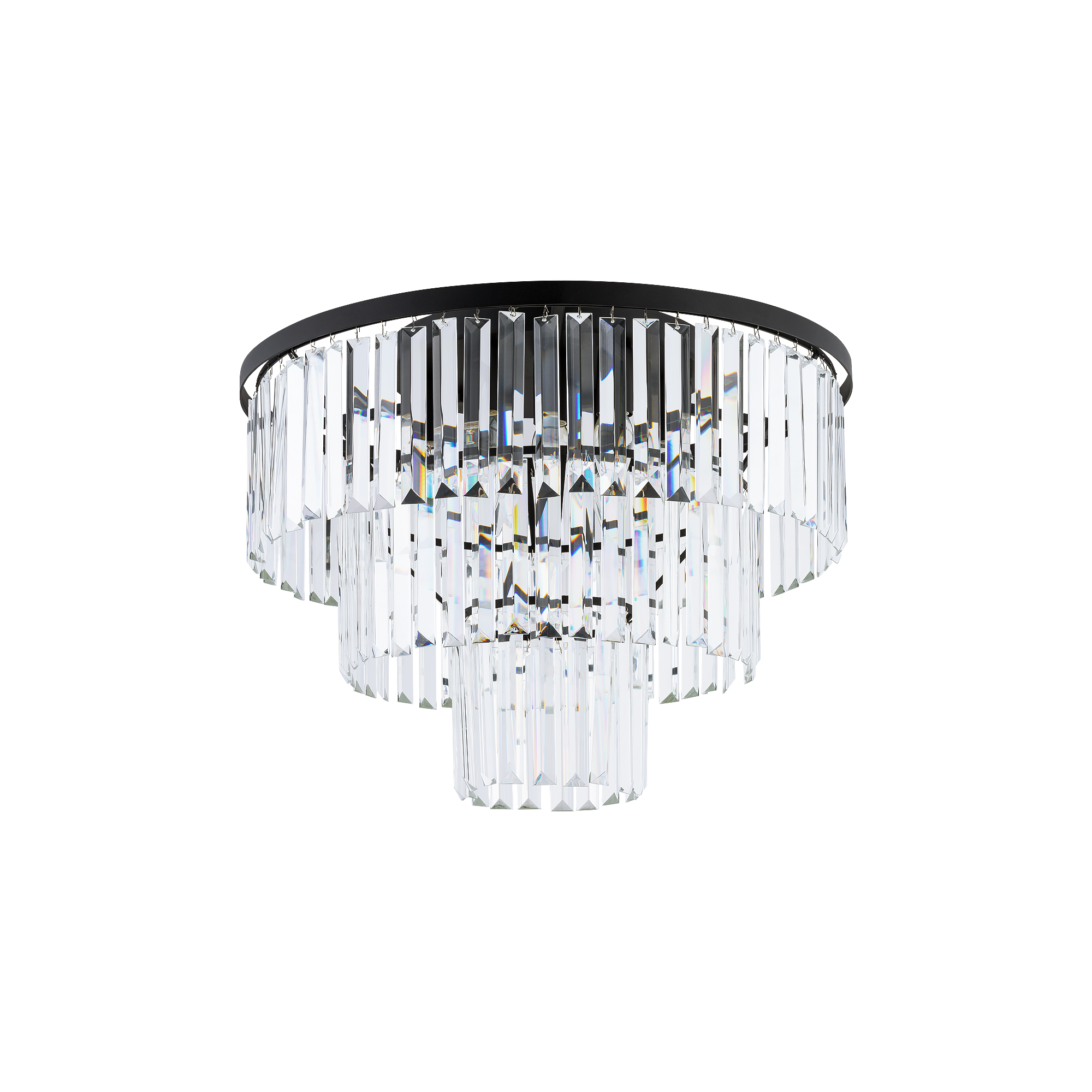 Luster Nowodvorski Cristal 9xE14 transparentná obývacia izba 41 cm, čierny glamour