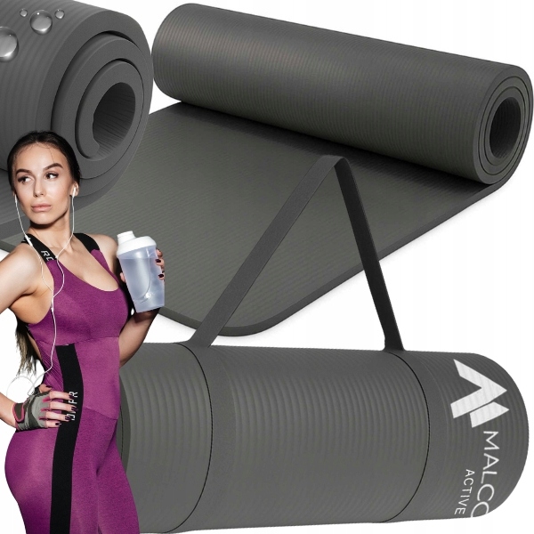 Szara Mata Gimnastyczna Do Ćwiczeń Joga Fitness Trening Worek 183x61x1CM