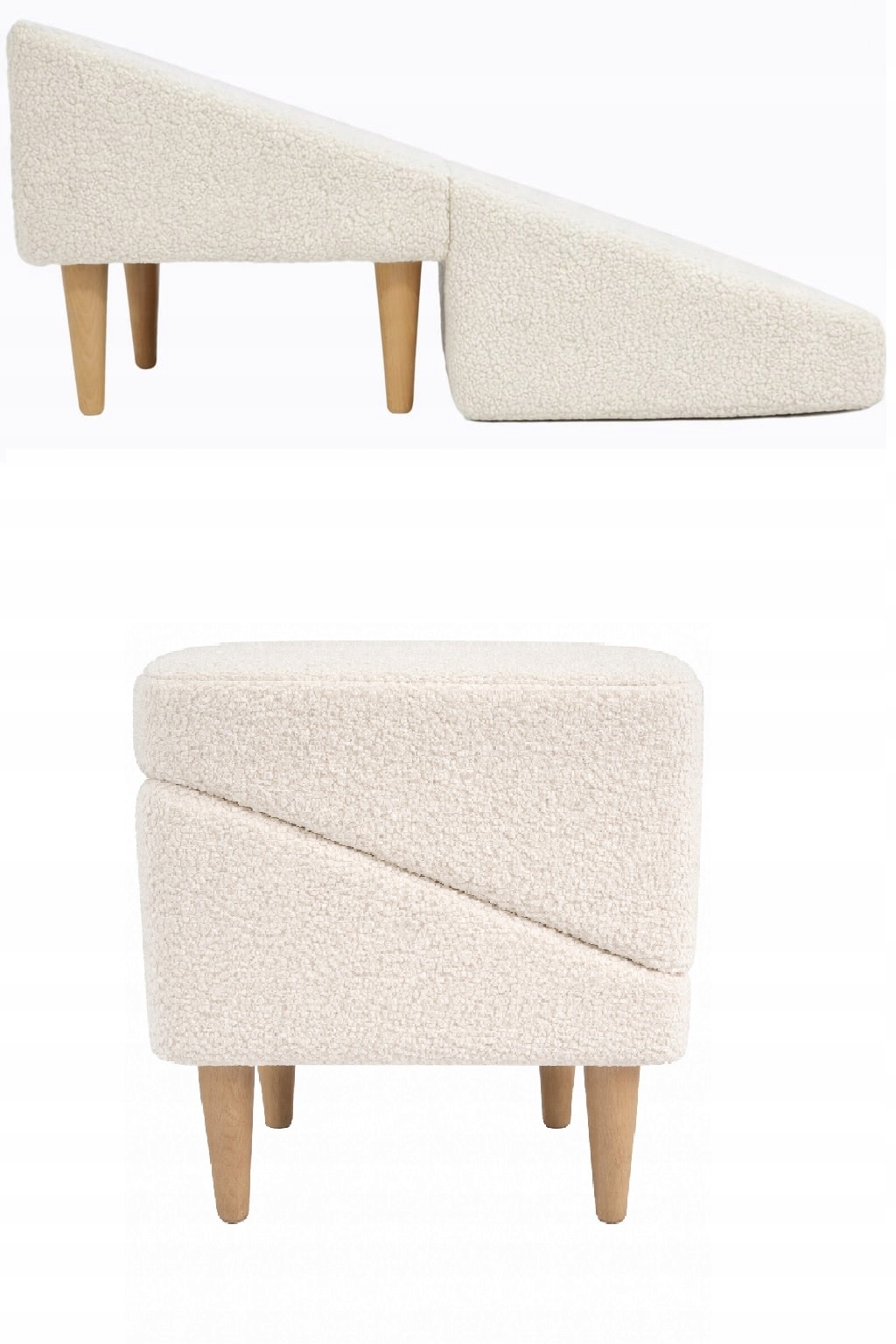 Podest Pufa 2w1 rampa dla psa i kota Baranek Boucle Kremowy Beż