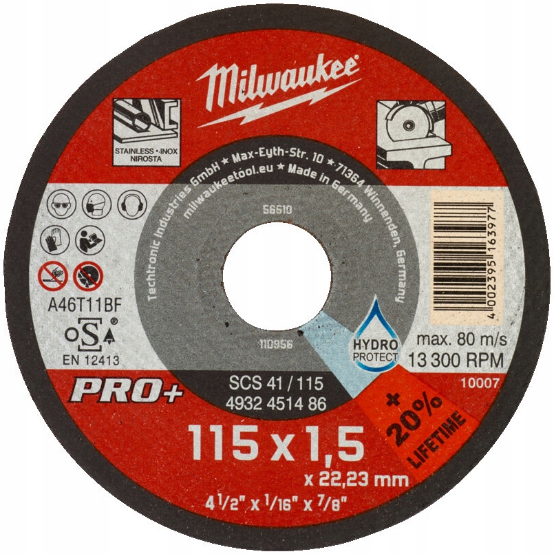 

Milwaukee Tarcza Do Cięcia Metalu Pro+ 115x1,5mm