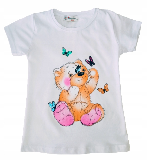 

T-shirt dla dziewczynki, koszulka bluzka z misiem