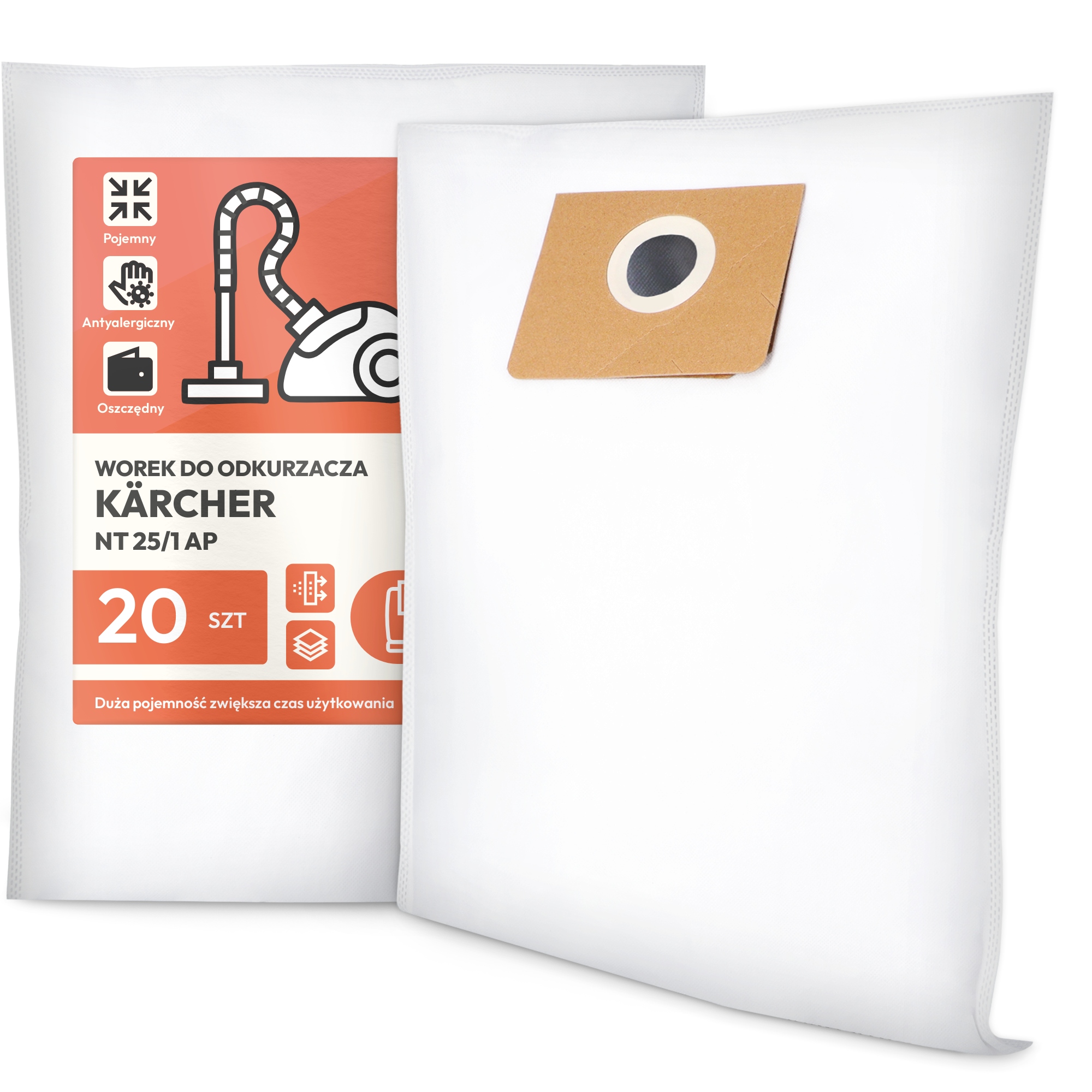 20 x Sáček Do Vysavače Kärcher Nt 25/1 Ap Syntetický Velký Sáček Sáčky G9