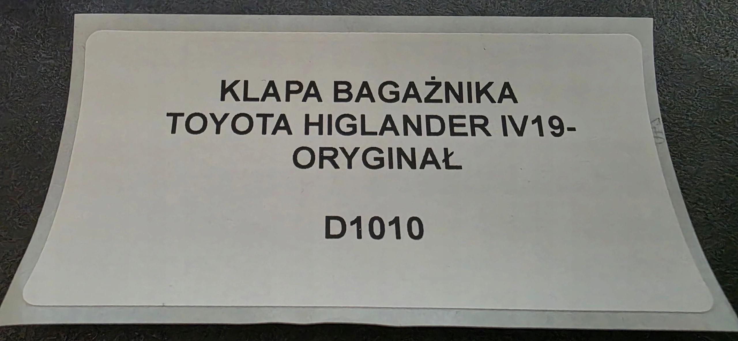 trunk door boot TOYOTA HIGHLANDER IV 19- original