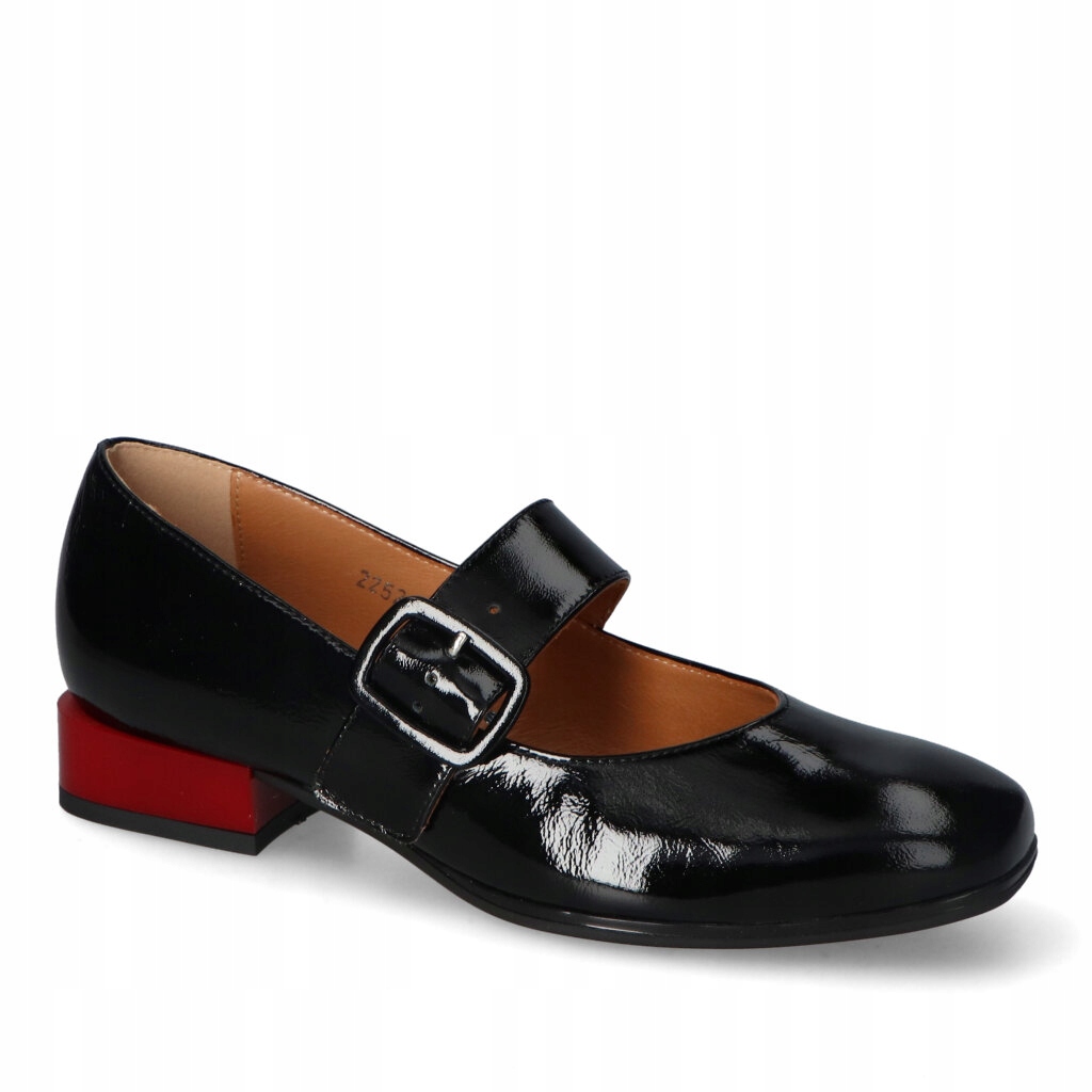 Polobotky Kordel 2855/ČER287/CE Černý lak Červený podpatek 39