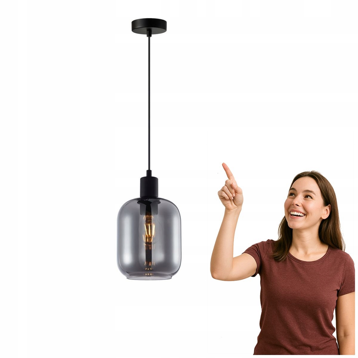 Závěsná lampa Zona černá skleněná do obývacího pokoje Italux