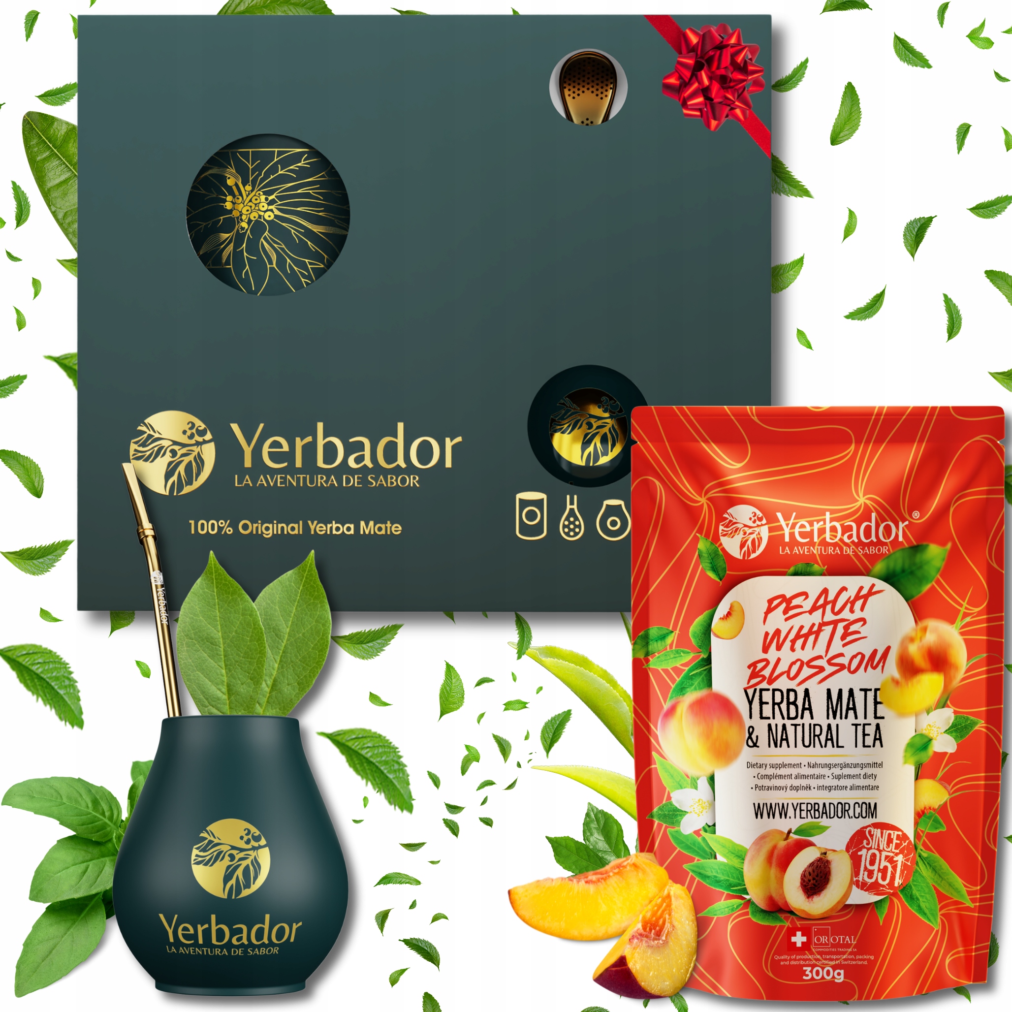 Startovací Sada Yerba Mate Red Kiss s broskví Matero Bombilla 300 g