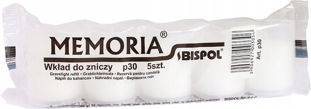 

Wkłady do zniczy parafinowe 5szt. Memoria białe